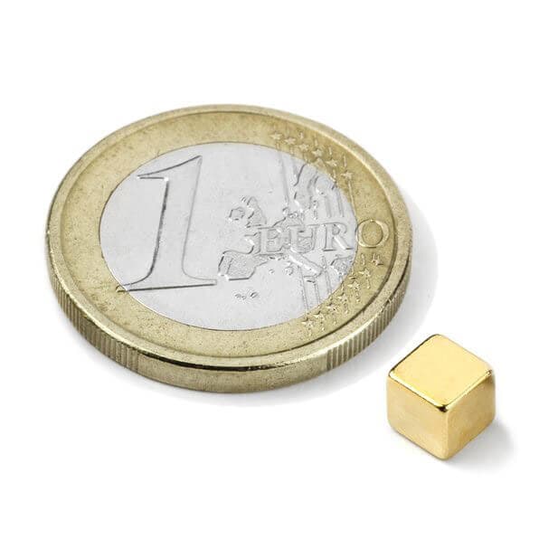 Kubmagnet 5x5x5 mm guld