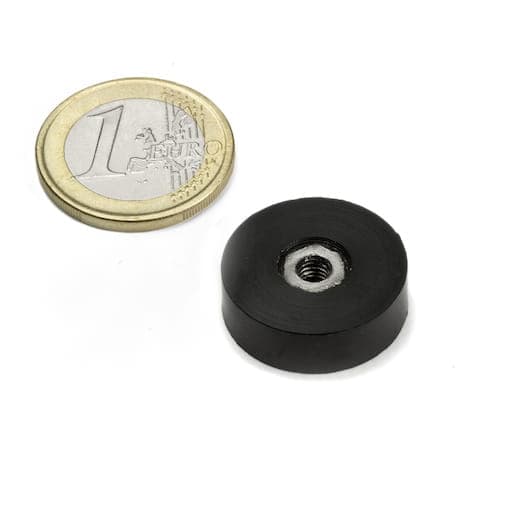 Gummibeklädd gripmagnet med invändig gängning 20x6 mm