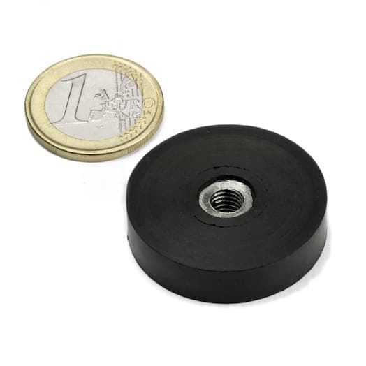 Gummibeklädd gripmagnet med invändig gängning 36x8 mm