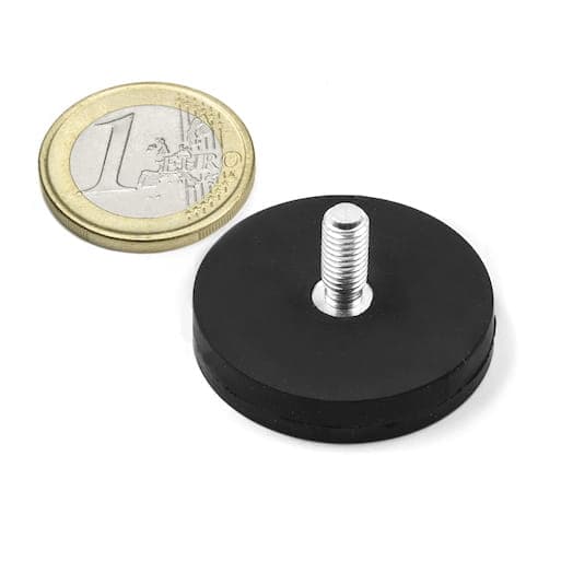 Gummibeklädd gripmagnet med gängad tapp 31x18 mm