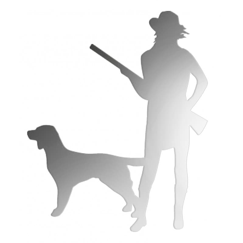 Metalsticker til bil med motiv af jægerkvinde med hund fra by Brorson
