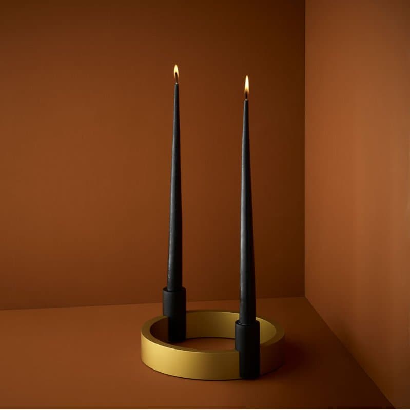 Circle Lysestage Og Adventsstage i Guld fra by Brorson