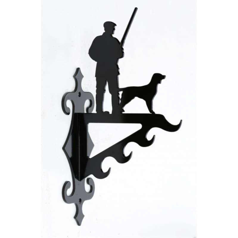 Vildtkrog i Sort Metal med Jæger og Hund Lille Model fra by Brorson
