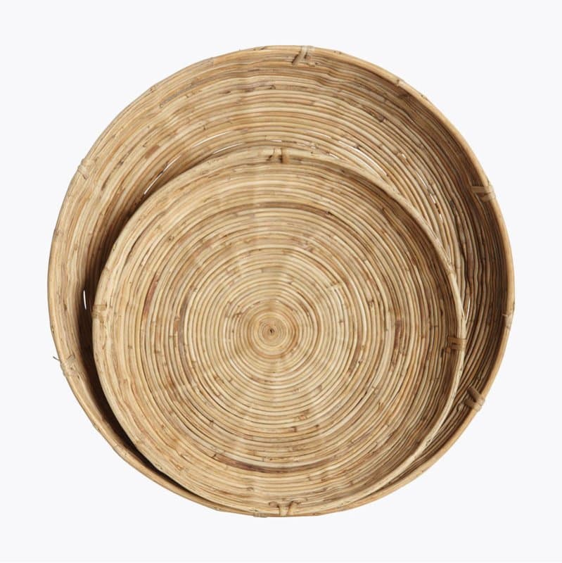Runde Lave Bakker og Kurve i Rattan Sæt med 2 stk. fra by Brorson