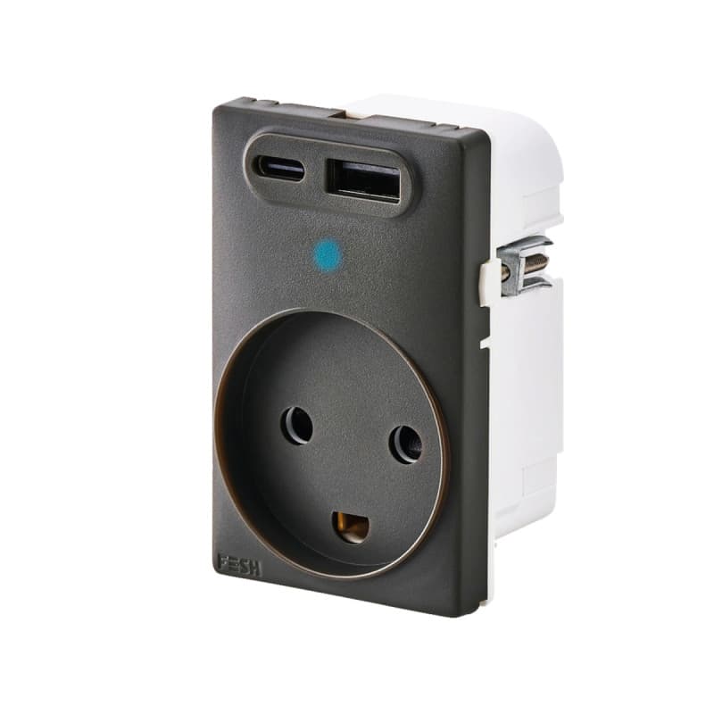 FESH Curveline Stikudtag 2 x USB 1,5 m/j - Koksgrå - 104203