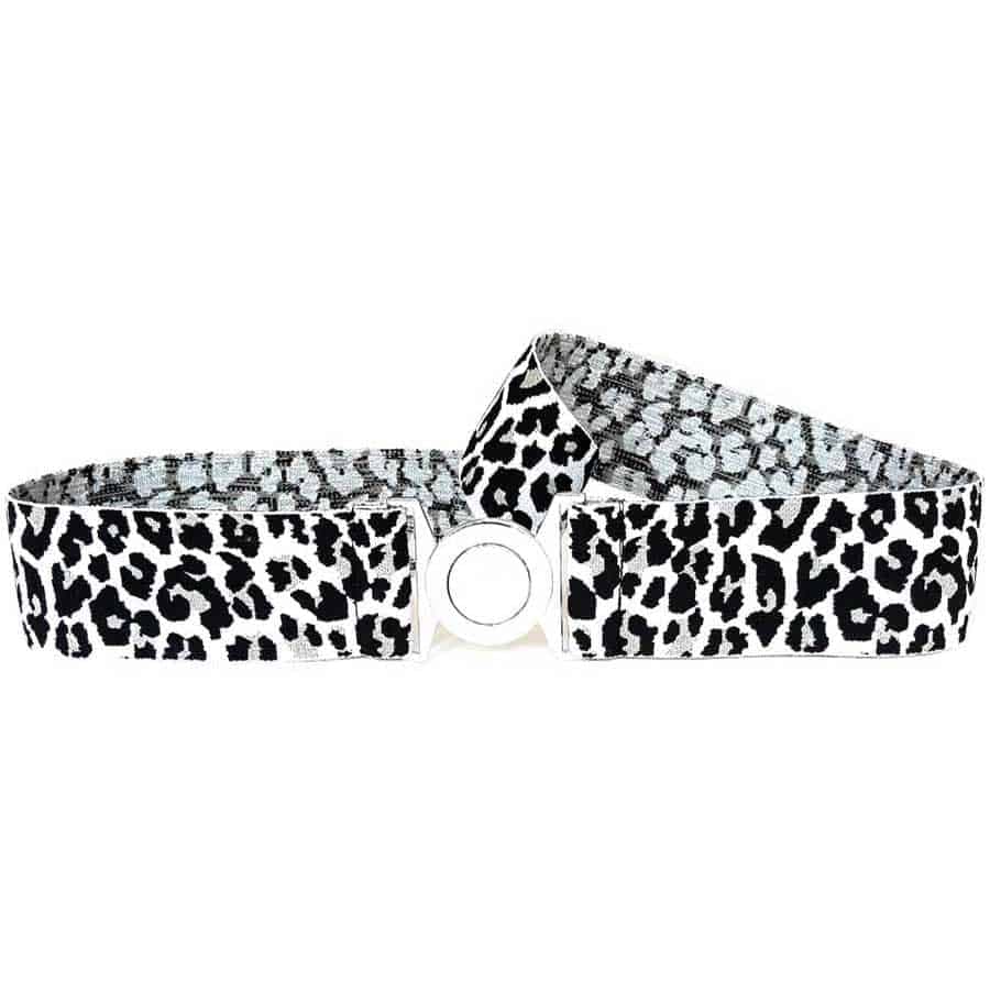 Elastik bælte hvid/sort leopard