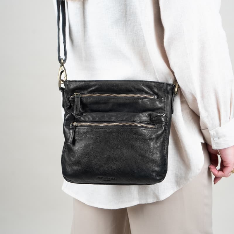Alpha urban crossbody taske - Sort læder - Dame - Montana