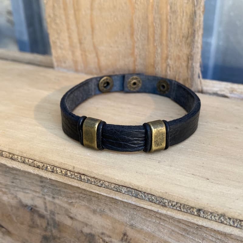 Bowie - Læderarmbånd - Sort - Freja skind