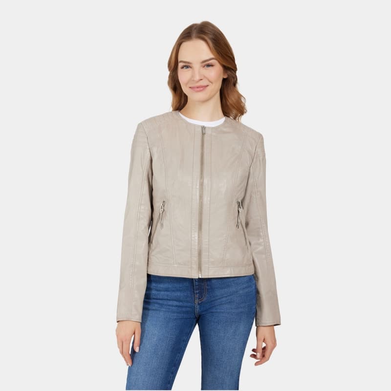 Dame skindjakke - Beige - Paula - Kort model - Blød skind 48