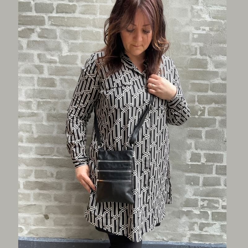 Andrea crossover taske - Sort skind - Dame - Freja skind