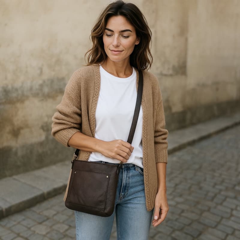 Fontana Crossbody taske - Blød brun læder - Dame - Montana