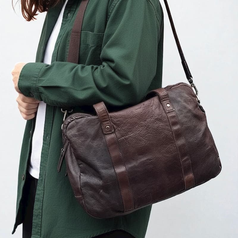 Safford pc taske - Til 15,6" pc - brun bøffelskind - Montana