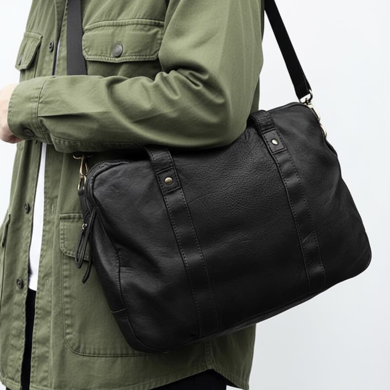 Safford pc taske - Til 15,6" pc - Sort bøffelskind - Montana
