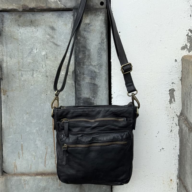 Alpha urban crossbody taske - Sort læder - Herre - Montana
