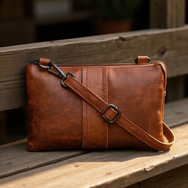 Petra skuldertaske i cognac læder - Leather design
