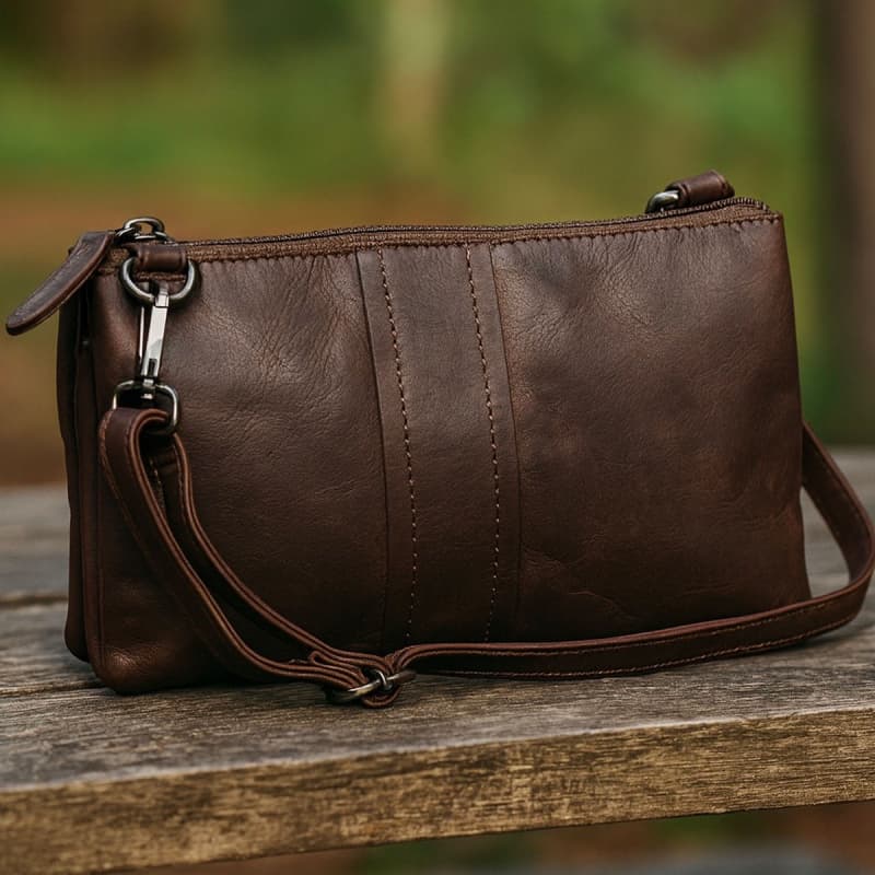 Petra skuldertaske i brun læder - Leather design
