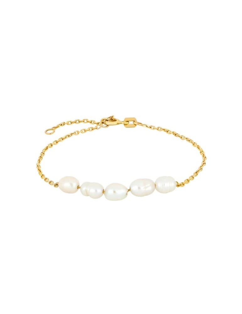 Nordahl - Siersbøl - guld armbånd m. hvide ferskvandsperler - Smykker