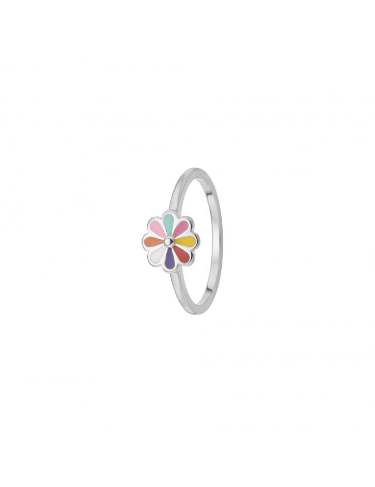 Aagaard - kids - sølv ring - colourful flower - Ringe