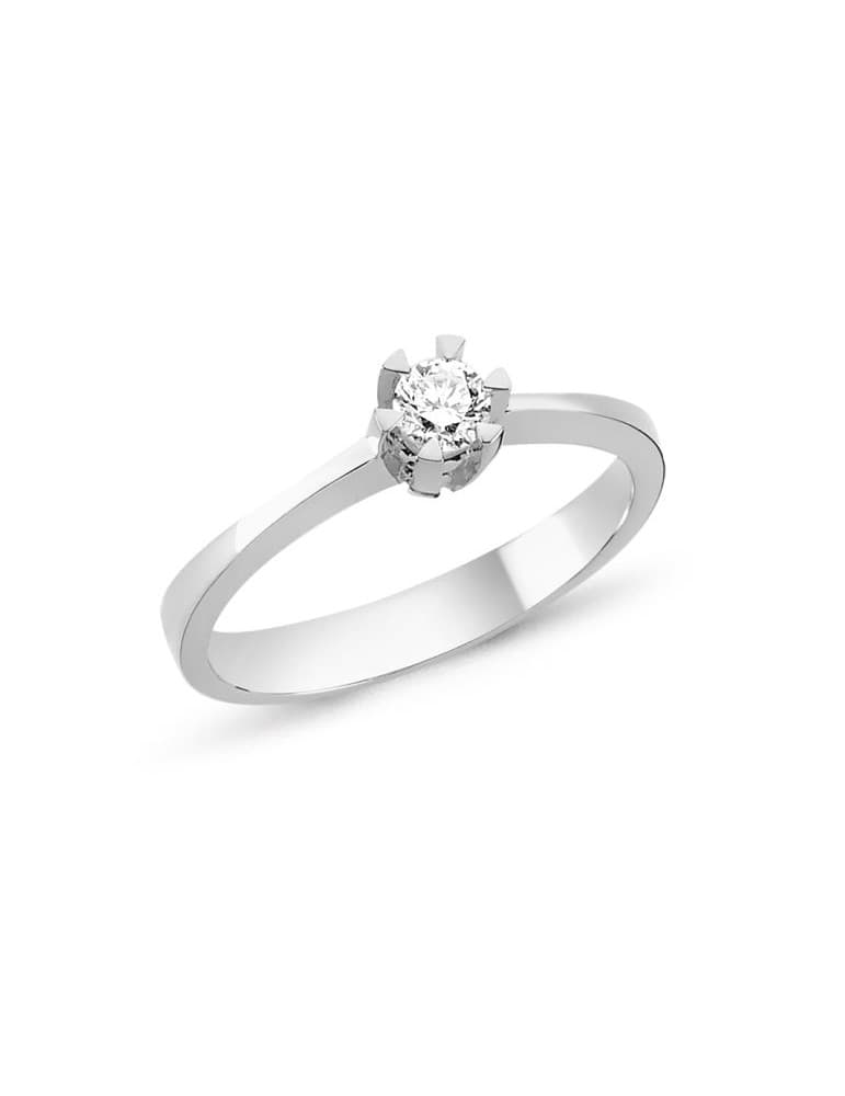 Nuran - star ring, 14 kt. hvidguld m. brillant - Ringe