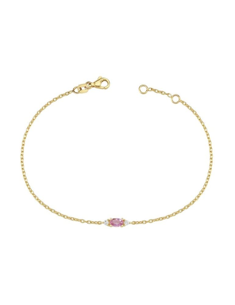 Nuran  - PETIT armbånd, 14 kt. guld m. pink safir - Øreringe