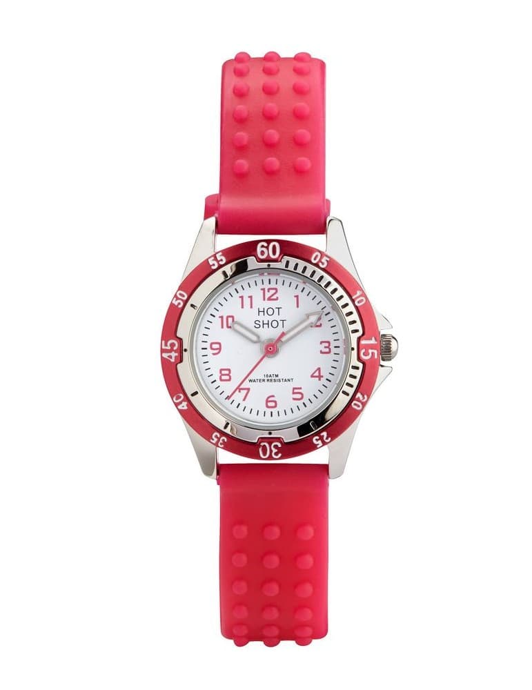 Hot Shot - børneur m. pink gummirem - Børneure