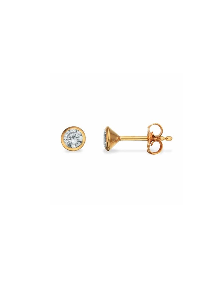Scrouples - ørestik m. 4 mm zirk, 14 kt. guld - Smykker