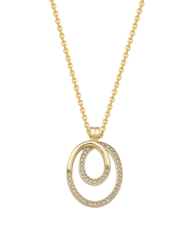 Jeweltime - 8kt vedhæng - ovale cirkler med zirkonia - Jeweltime smykker