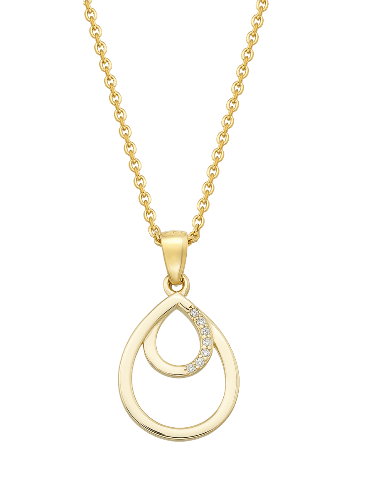 Jeweltime - 8kt vedhæng - dråber med zirkonia - Jeweltime smykker