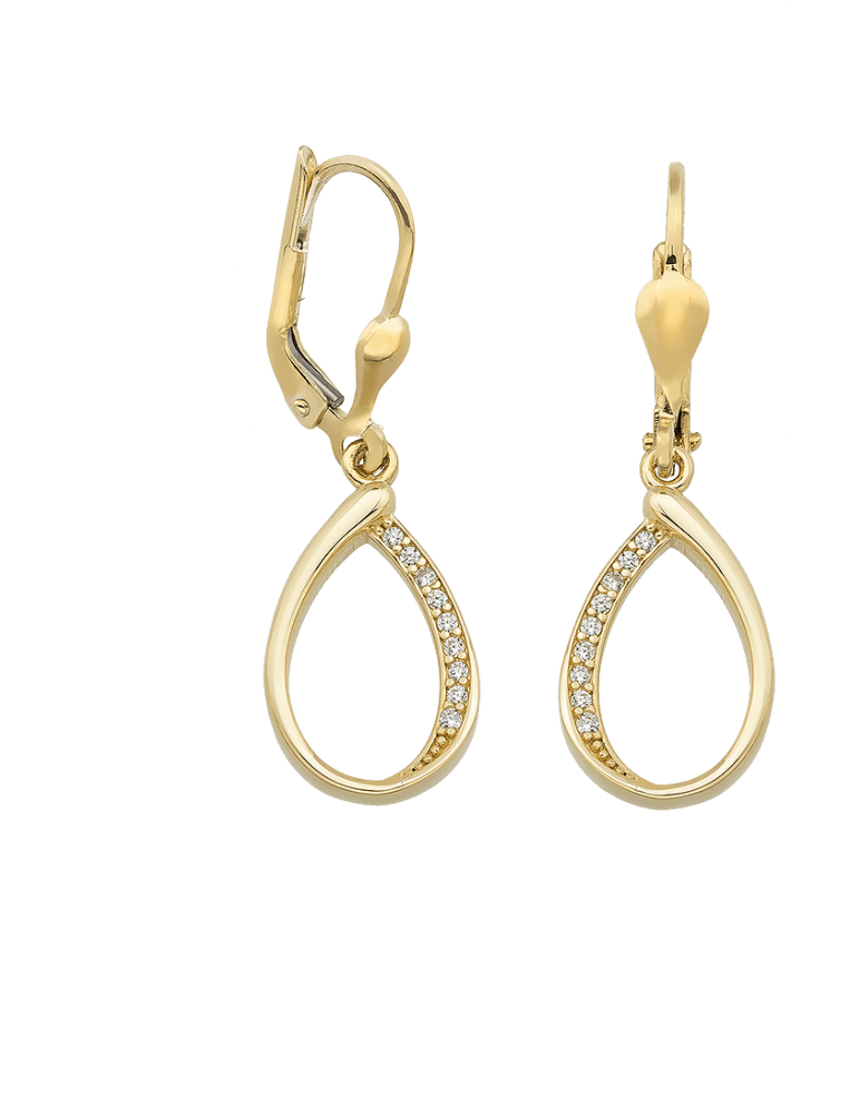 Jeweltime 8kt ørehænger med zirkonia - Øreringe