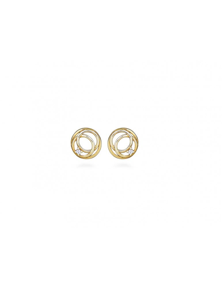 Jeweltime 8kt -  cirkler med zirkonia - Øreringe