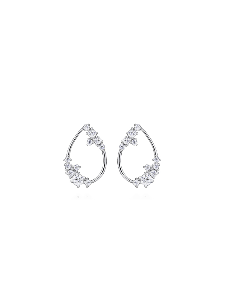 Jeweltime sølv ørestikker, dråbe med zirkonia - Jeweltime smykker