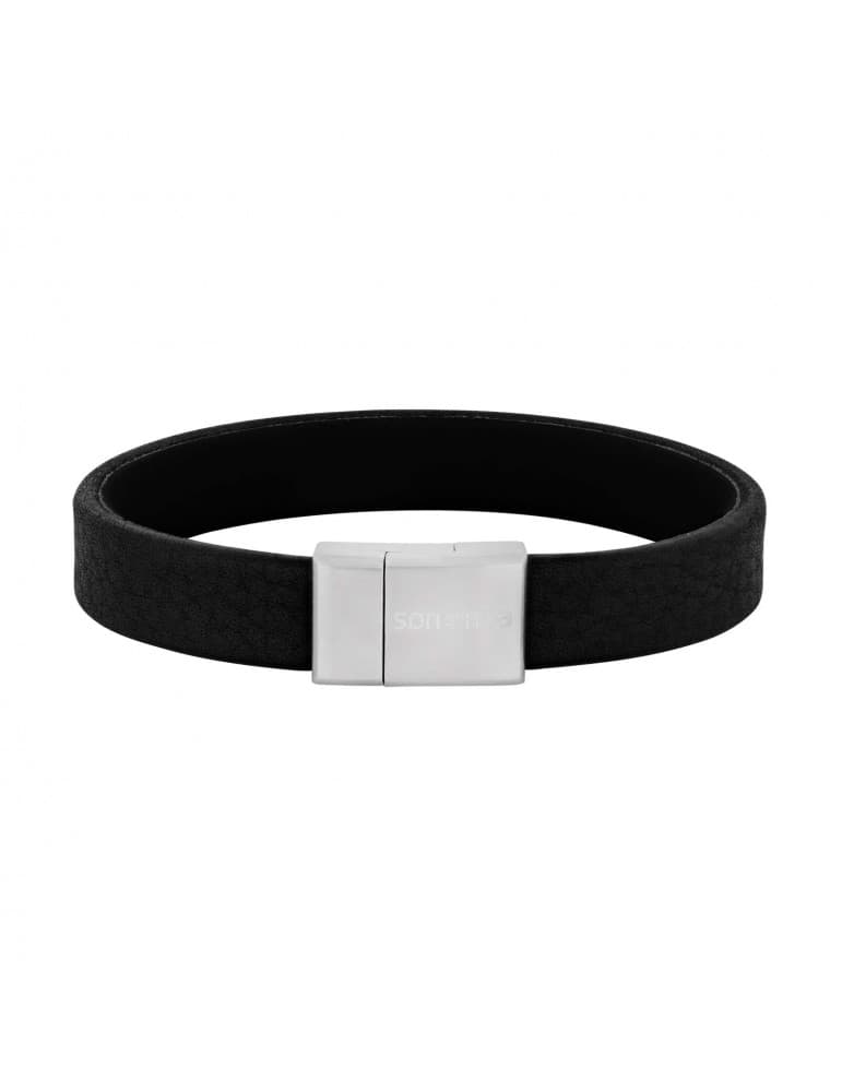 Nordahl - SON OF NOA - herre armbånd, sort kalveskind m. stållås - Herresmykker