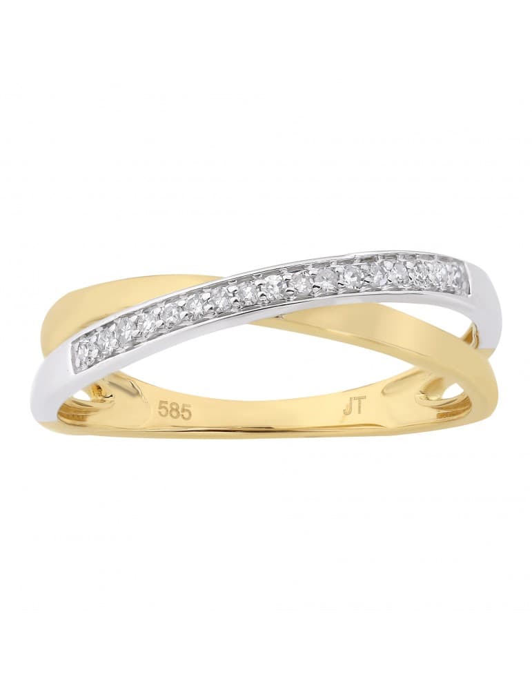 Jeweltime - 14kt guldring med diamanter - Ringe