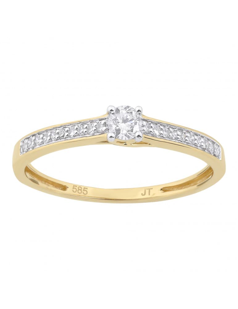 Jeweltime - 14kt guldring med diamanter - Ringe