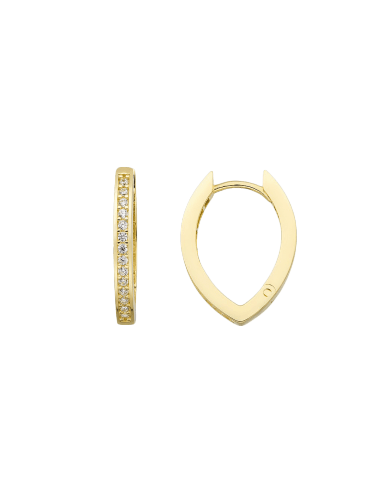 Jeweltime 8kt ørehænger - spidsoval creol med zirkonia - Øreringe