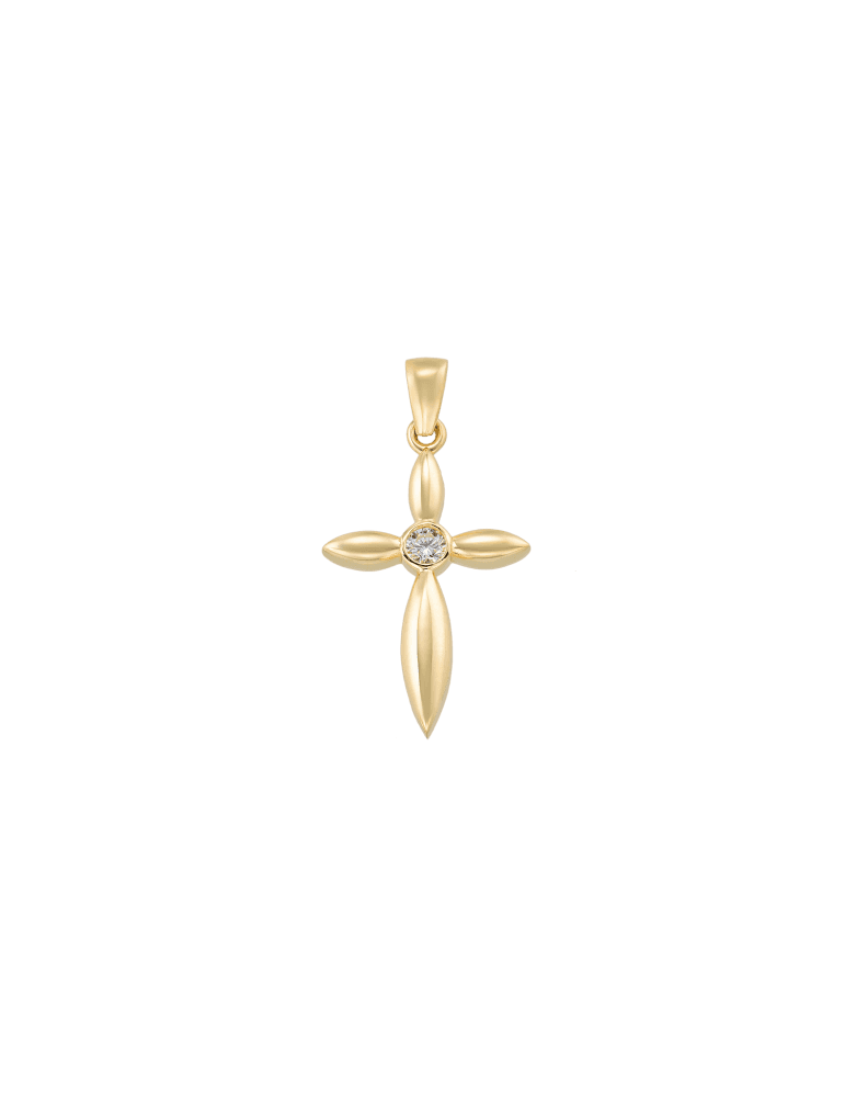Jeweltime - 8kt vedhæng - kors med zirkonia - Jeweltime smykker