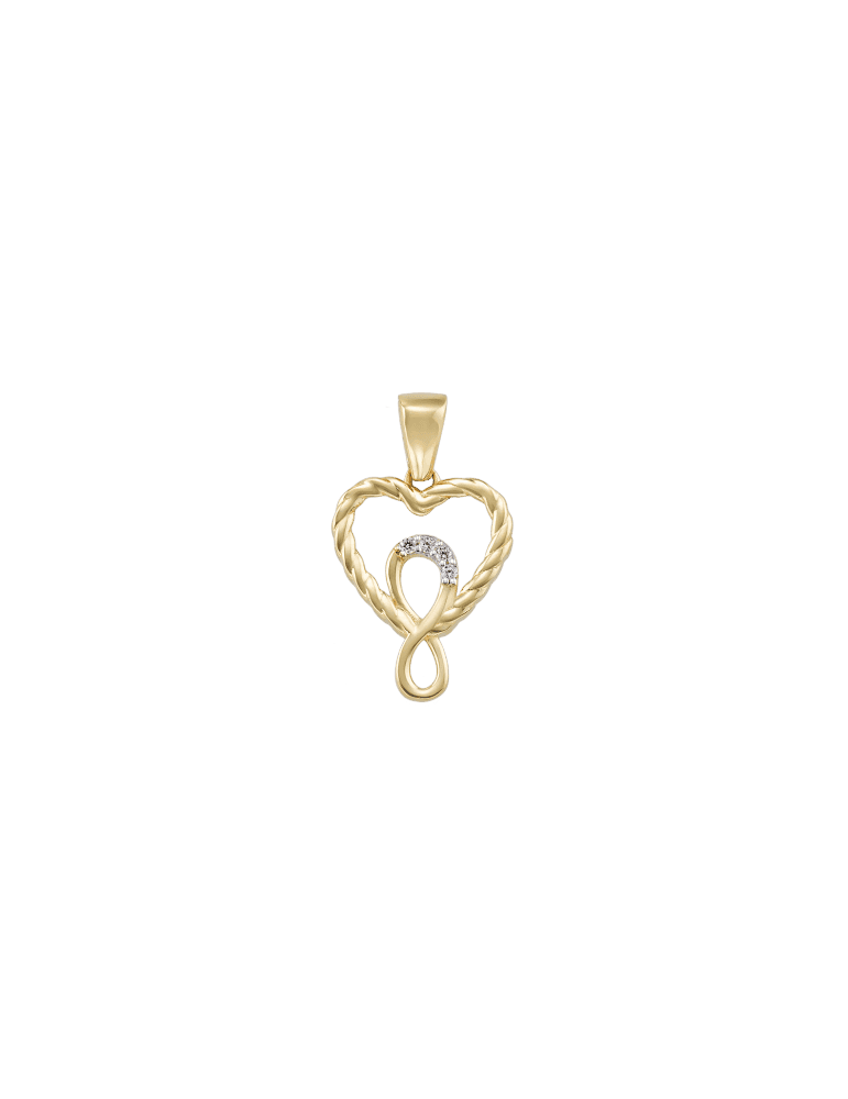 Jeweltime - 8kt vedhæng - hjerte & eveihedstegn med zirkonia - Jeweltime smykker