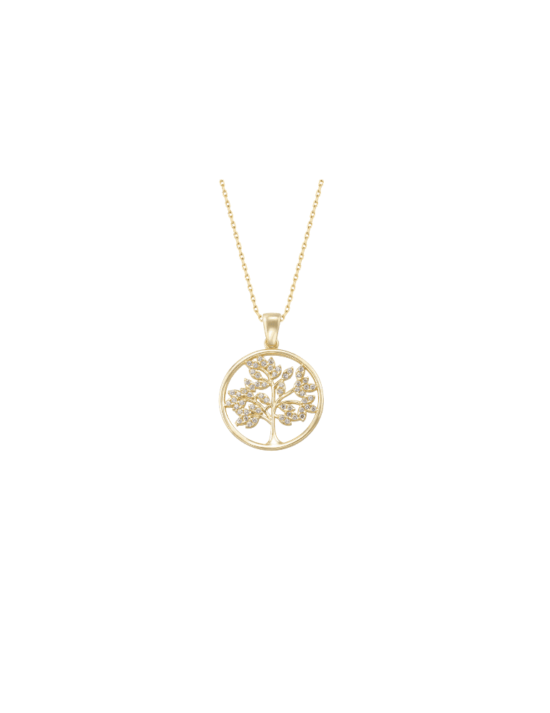 Jeweltime - 8kt vedhæng - livets træ med zirkonia - Jeweltime smykker