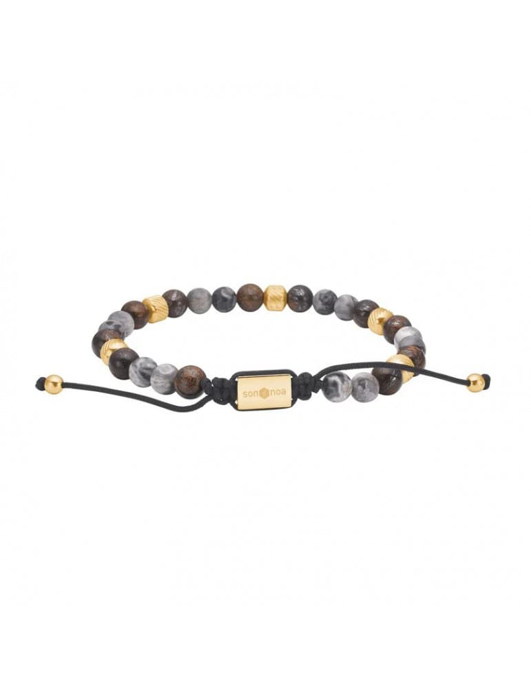 Nordahl - SON OF NOA - sten armbånd - map stone / ilmenite bronzitite ip gold - Herresmykker