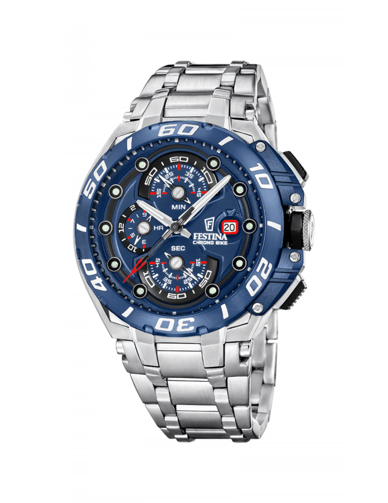 Festina ur - Chrono Bike stål - blå skive - Festina