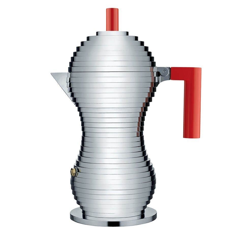 Alessi Pulcina 6 koppar espressokanna Röd