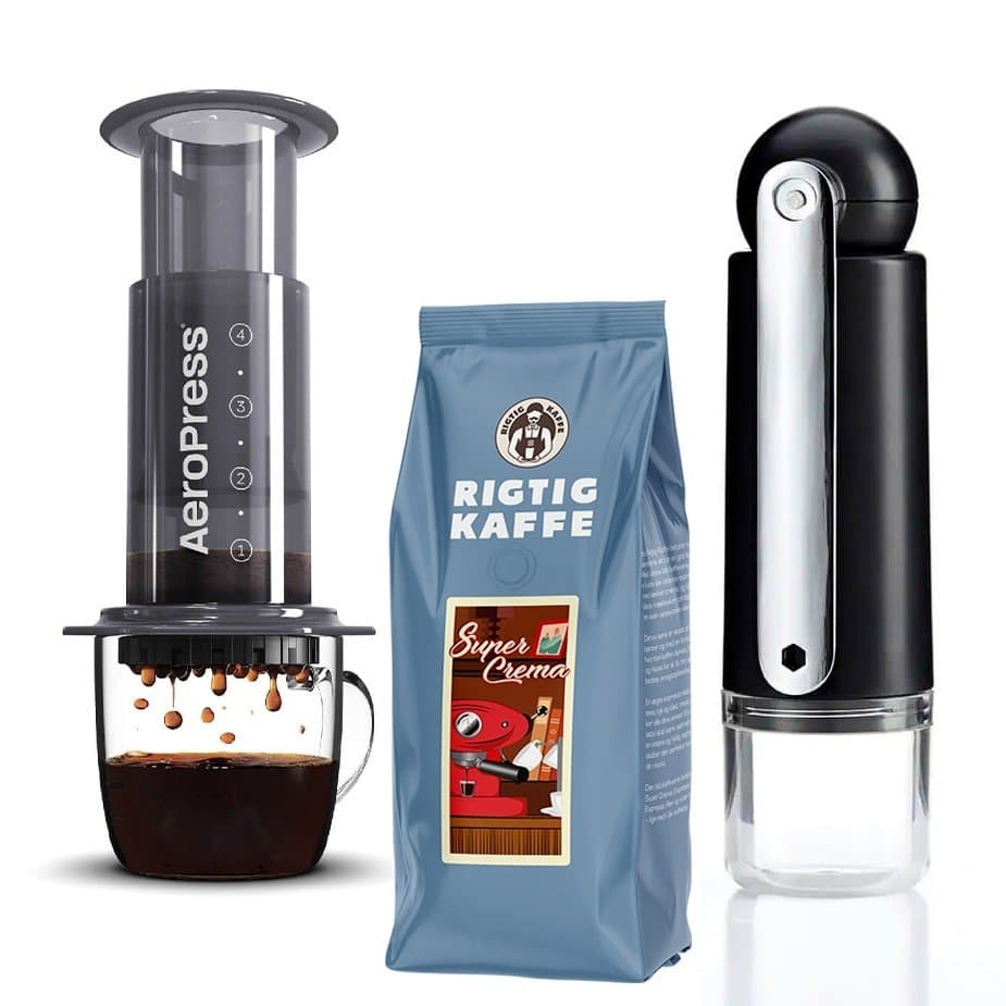 AeroPress inkl. CrushGrind resekvarn och 500 g superkräm