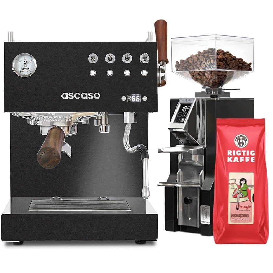 Ascaso Steel Duo Plus svart espressomaskin inklusive Eureka Libra och kaffe