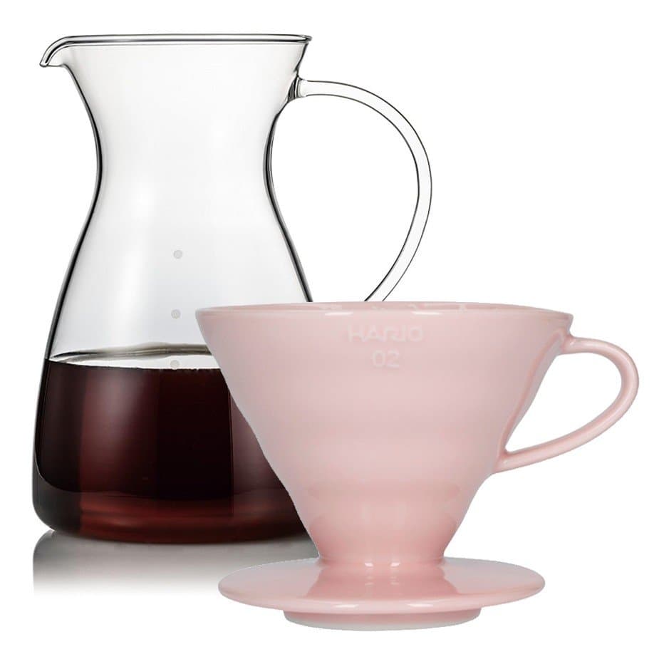 Hario filterbryggset inklusive V60-02 keramisk droppkanna för 2 koppar och glaskanna 0,4 l