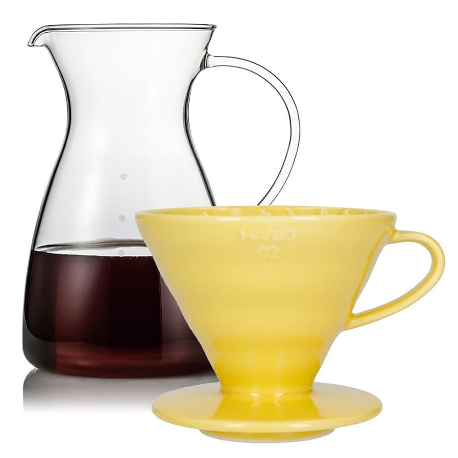 Hario filterbryggset inklusive V60-02 keramisk droppkanna för 2 koppar och glaskanna 0,4 l