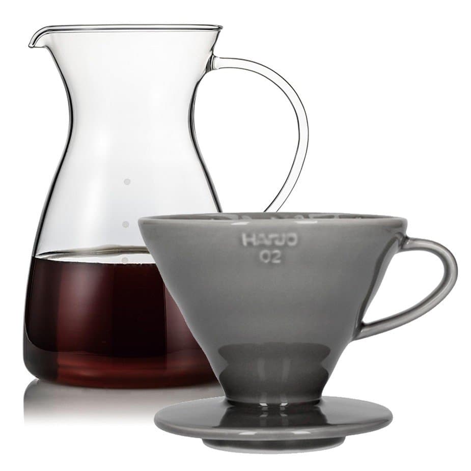 Hario filterbryggset inklusive V60-02 keramisk droppkanna för 2 koppar och glaskanna 0,4 l