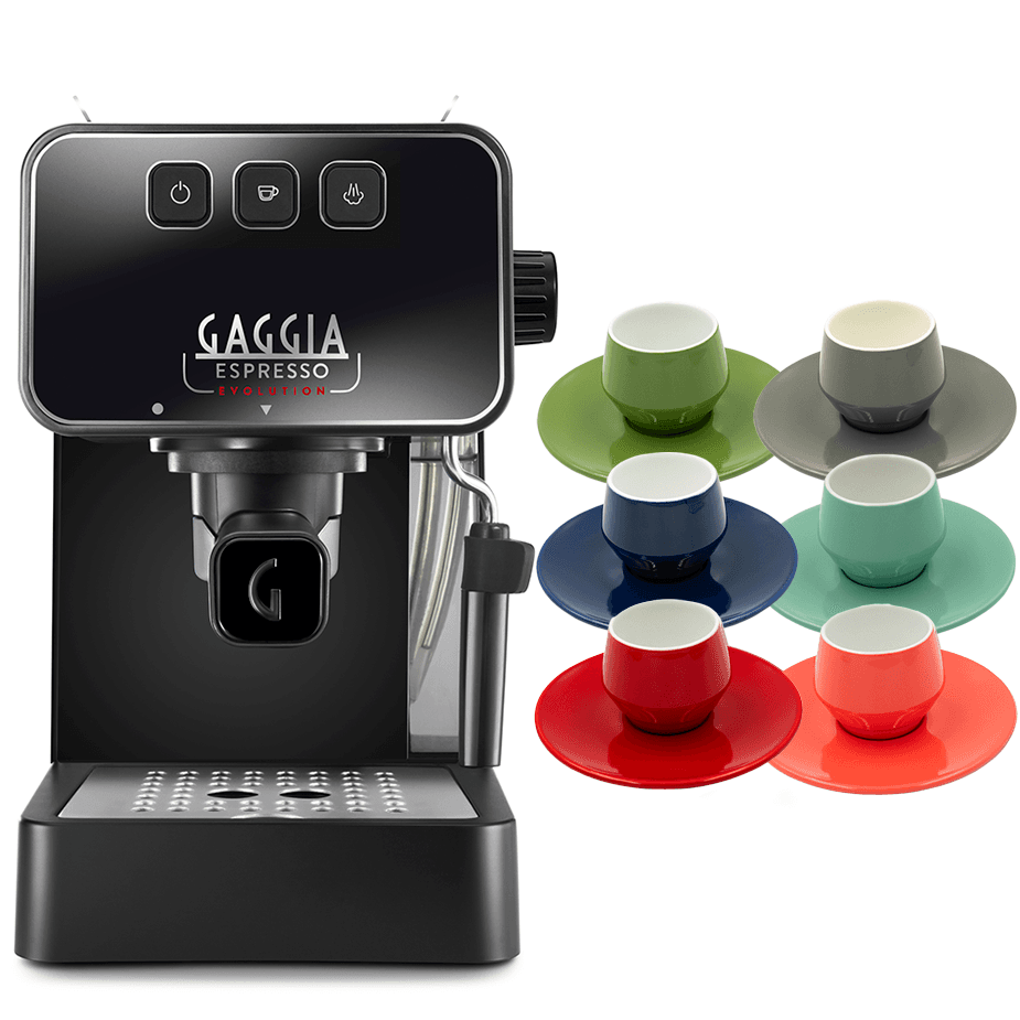 Gaggia Espresso Evolution Black Espressomaskin Inklusive Club House Maniko Espresso 6 Delar