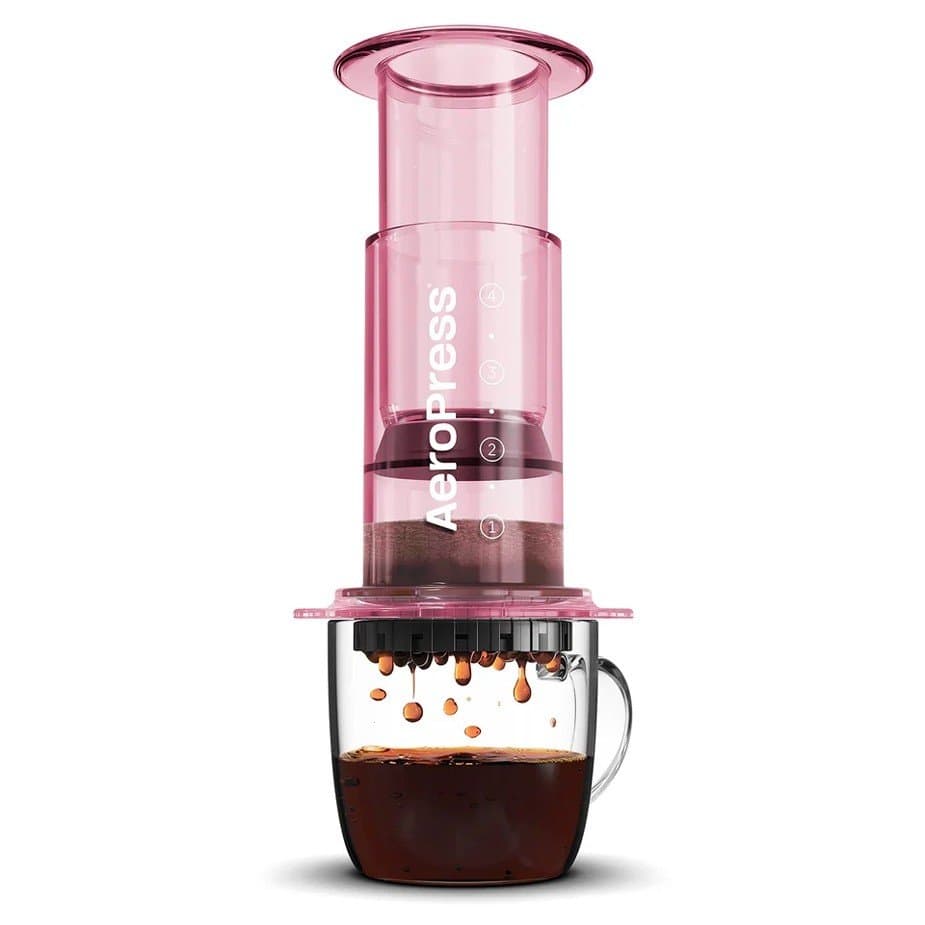 AeroPress genomskinlig rosa resebryggare
