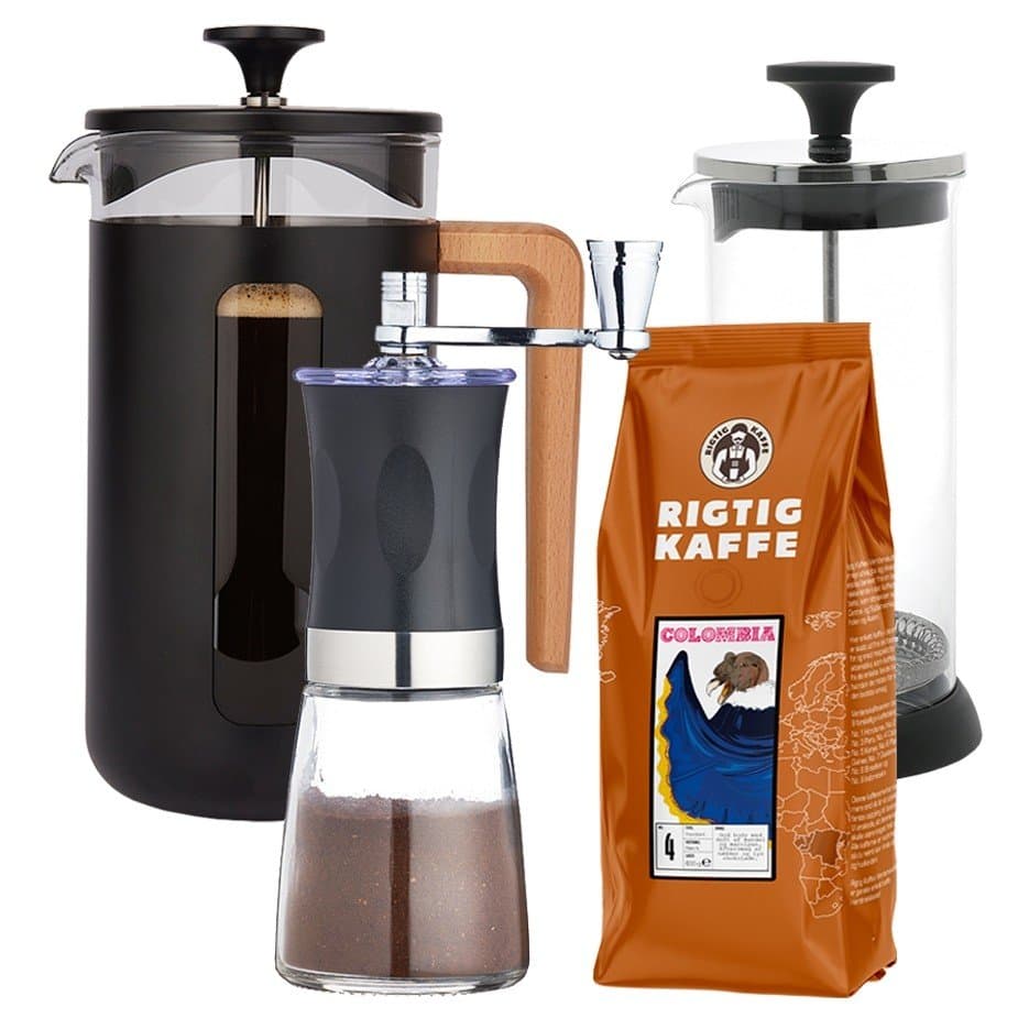 La Cafetière Pisa 8-koppars presskanna svart inklusive kaffekvarn, mjölkskummare och 400g kaffe
