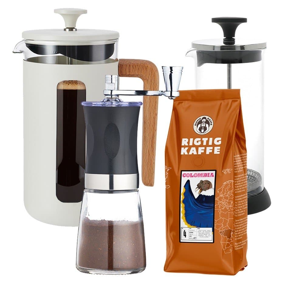 La Cafetière Pisa 8-koppars presskanna vit inklusive kaffekvarn, mjölkskummare och 400 g kaffe